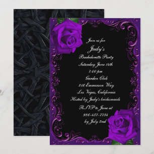 Elegant Gothiska Lila Rosor Spennarpajerparty Inbjudningar