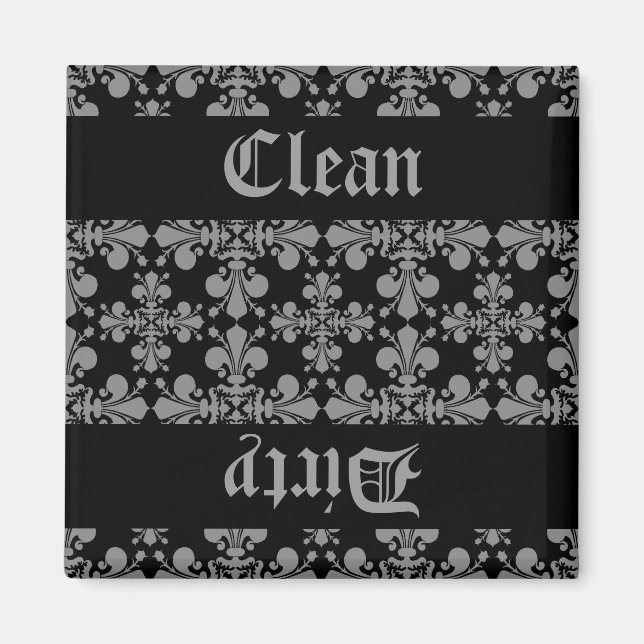 Elegant gothur fleur de lis damask ren smutsig magnet (Framsidan)