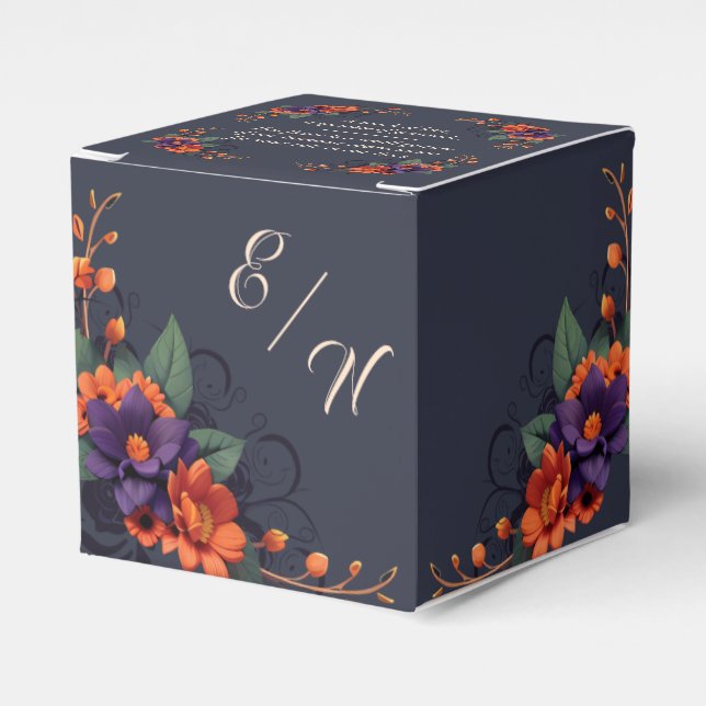 Elegant gotiic Blommigt Simple Monogram Gratitude Presentaskar (Framsidan Sidan)