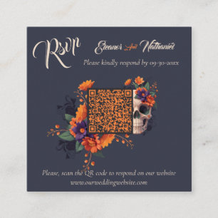 Elegant gotisk 3D blomster minimal QR-kod RSVP Tilläggskort