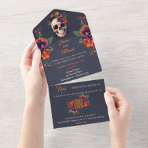 Elegant gotisk 3D blomster skalle bröllop