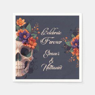 Elegant gotisk 3D blomster skalle cocktail Pappersservett