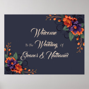 Elegant gotisk 3D blomsterbröllop Poster