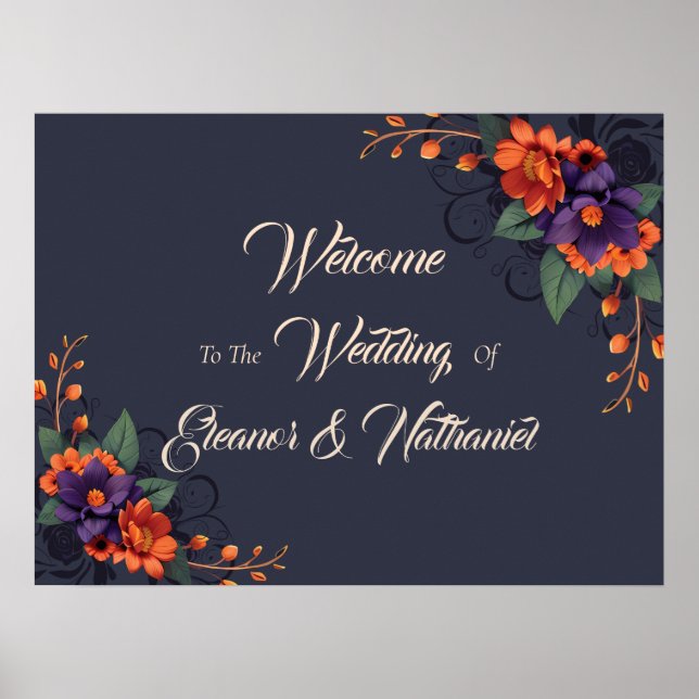 Elegant gotisk 3D blomsterbröllop Poster (Framsidan)