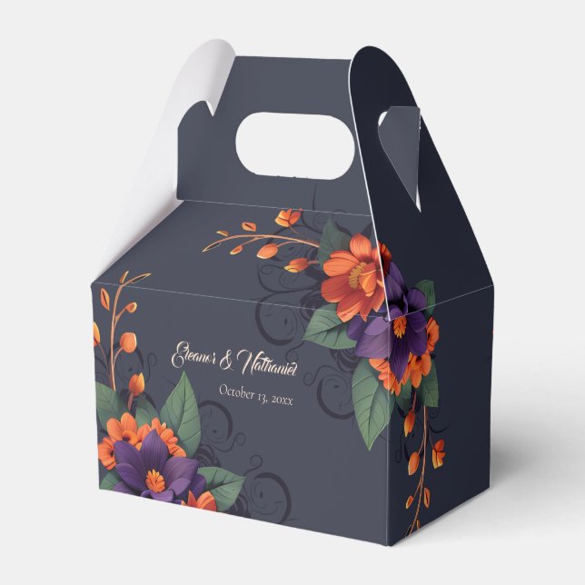 Elegant gotisk 3D blomsterpresentlåda Presentaskar (Framsidan Sidan)