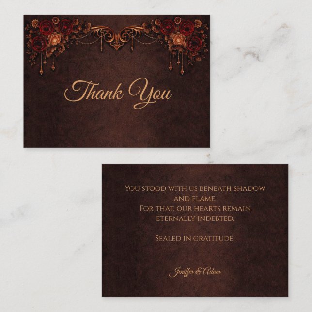 Elegant gotisk blommande bröllop Tack Anteckningskort (Fram/baksida)