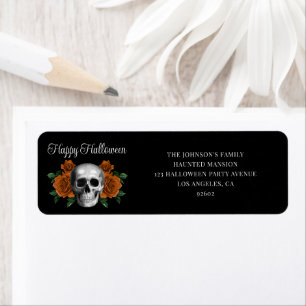 Elegant gotisk blomskalle Halloween-adress Returadress Etikett