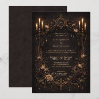 Elegant gotisk blomster Halloween bröllopsinbjudan Inbjudningar