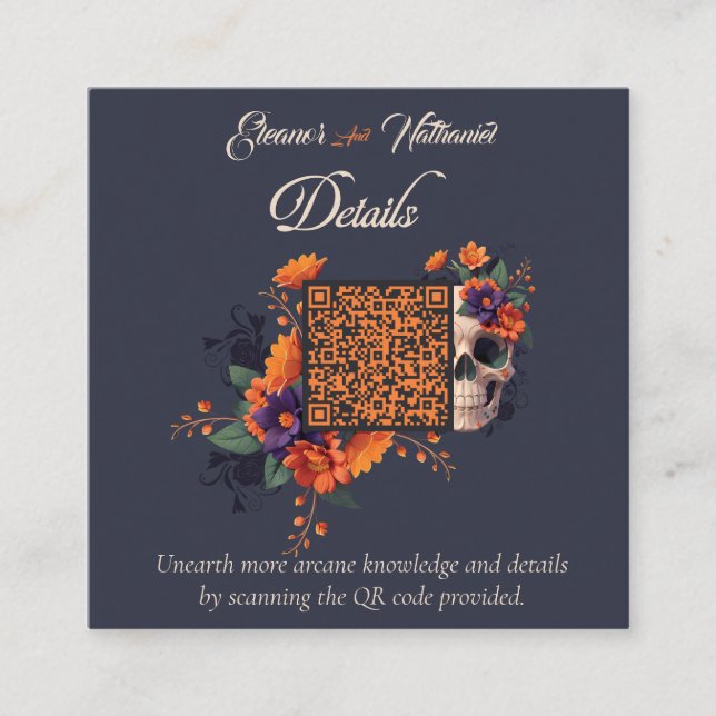 Elegant gotisk blomster minimal budget QR-kod Deta Tilläggskort (Framsida)