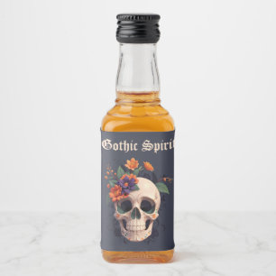 Elegant gotisk blomsterlik kalle monogram bröllops spritflaskor etikett