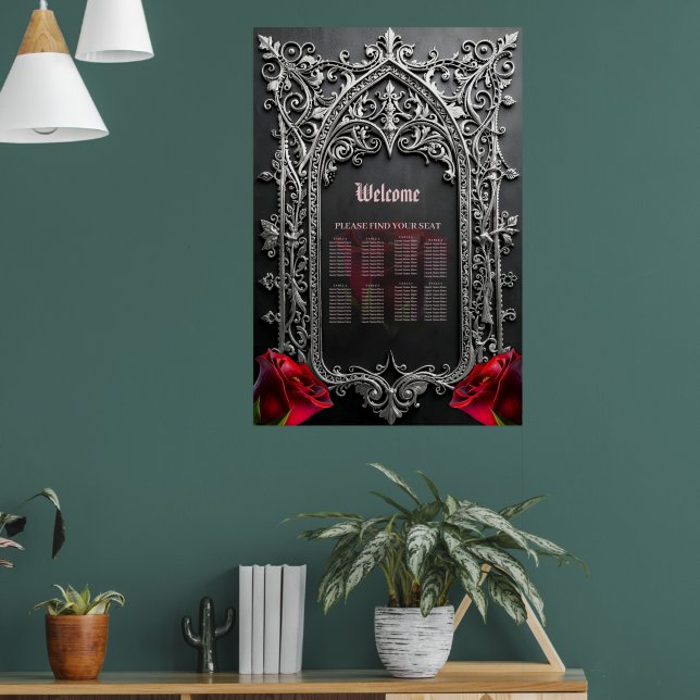 Elegant gotisk bröllopsrosram  poster (Vardagsrum 1)