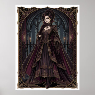 Elegant gotisk drottning viktoriansk mörk konst – poster