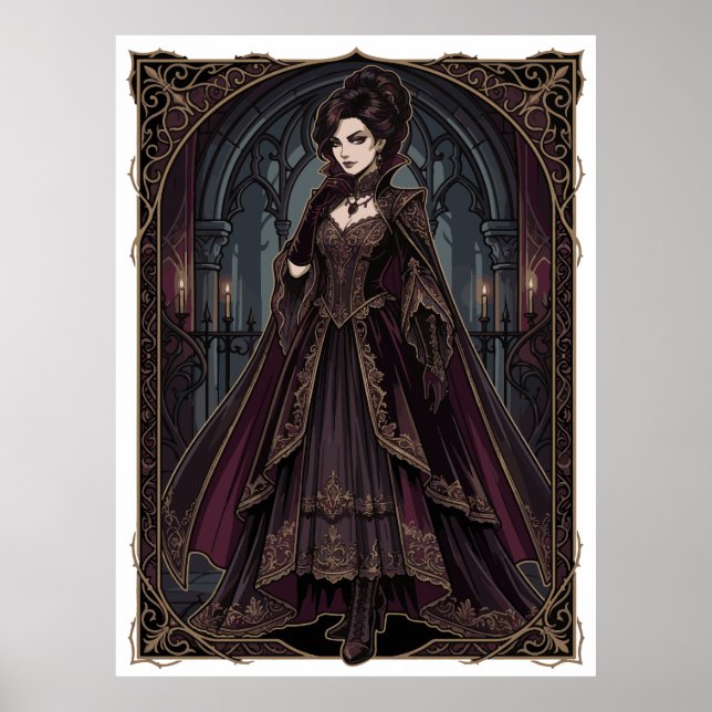 Elegant gotisk drottning viktoriansk mörk konst –  poster (Framsidan)