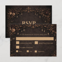 Elegant gotisk halloween bröllop RSVP-kort