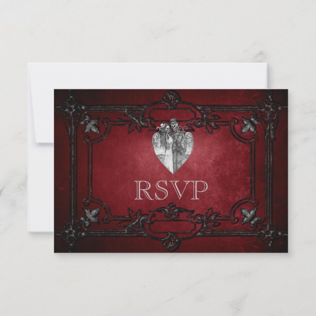 Elegant gotisk halloween bröllop RSVP-kort OSA Kort (Baksida)