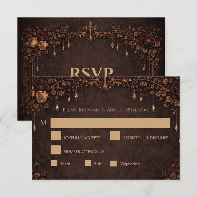 Elegant gotisk halloween bröllop RSVP-kort OSA Kort (Fram/baksida)