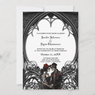 Elegant gotisk halloween bröllopsinbjudan inbjudningar