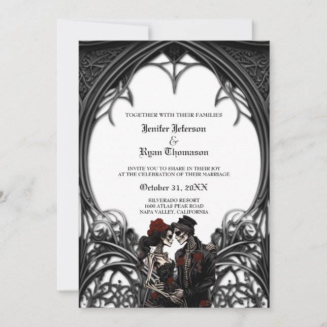 Elegant gotisk halloween bröllopsinbjudan inbjudningar (Framsida)