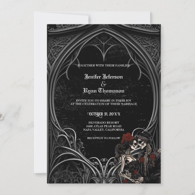 Elegant gotisk halloween-bröllopsinbjudan inbjudningar (Framsida)