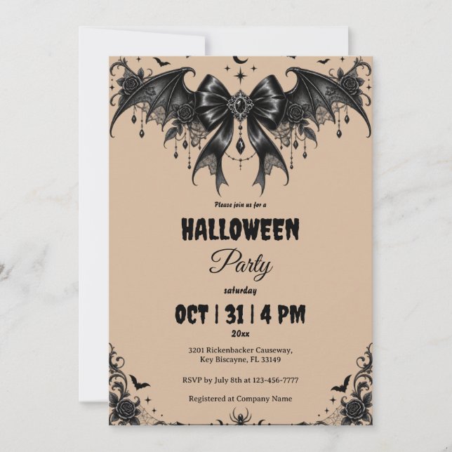 Elegant gotisk Halloween-fest Invitation Inbjudningar (Framsida)
