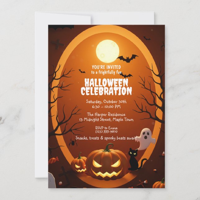 Elegant gotisk Halloween-festinvitation Inbjudningar (Framsida)