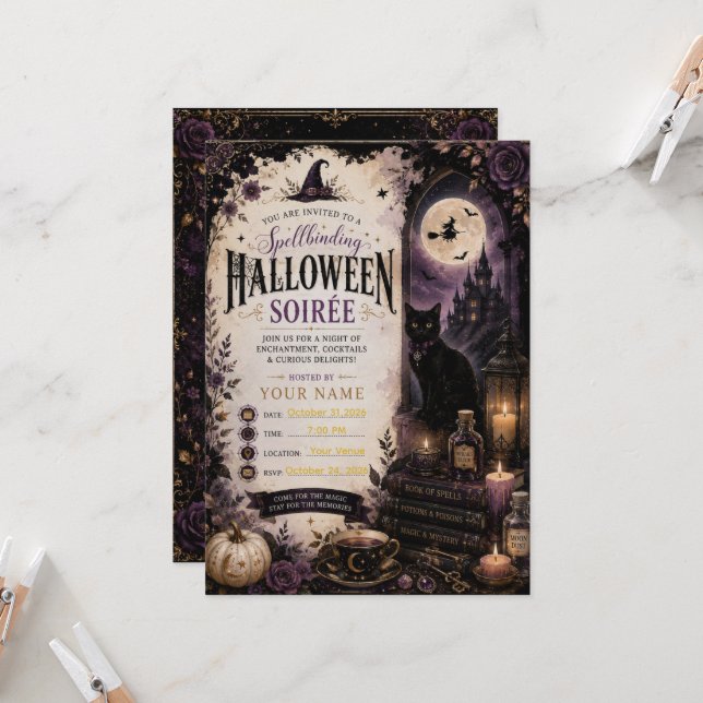 Elegant gotisk Halloween-festinvitation  Inbjudningar (Fram/Back In Situ)