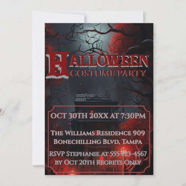 Elegant gotisk Halloween-kostymtrendfest 🎃 Inbjudningar (Framsida)
