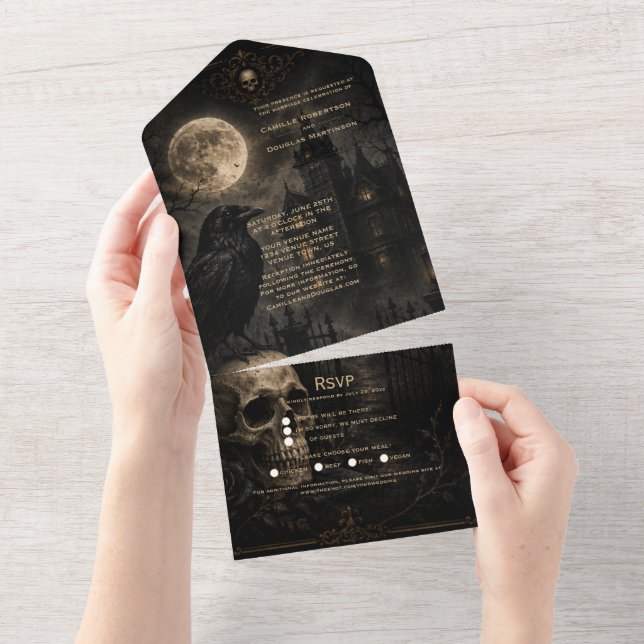 Elegant gotisk kråksnäcka bröllop | (Avrivbar del)