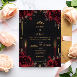 Elegant gotisk romantisk bröllop inbjudningar