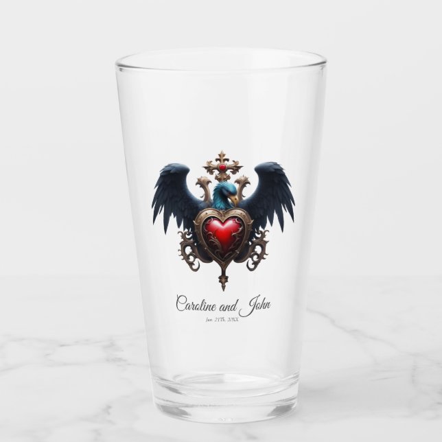 Elegant gotiskt hjärta med fantasi. glaskopp (Framsida)
