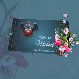 Elegant gotiskt hjärta med fantasi. placeringskort