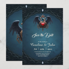 Elegant gotiskt hjärta med fantasi. spara datumet