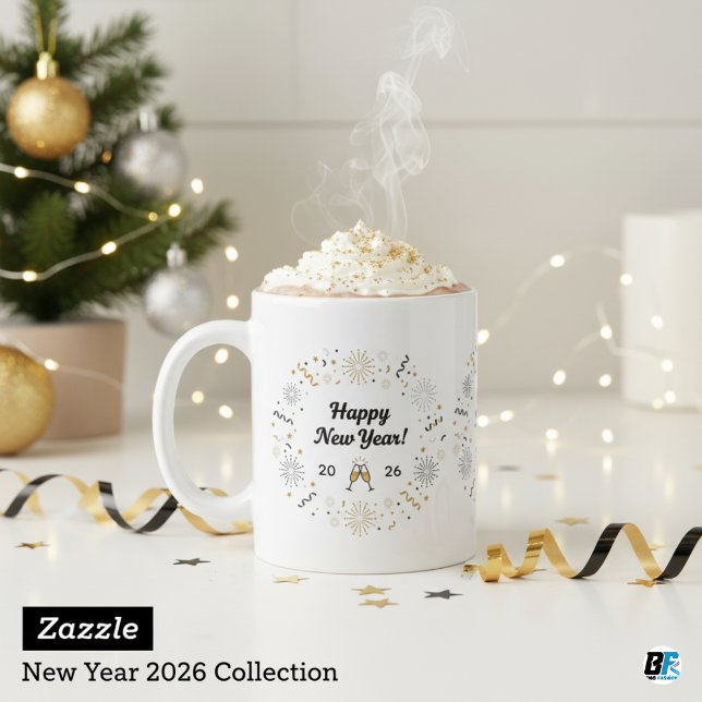 Elegant Gott Nytt År 2026 Firande Kaffemugg (Skapare uppladdad)