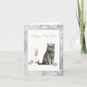 Elegant Gott nytt år från katten Kort