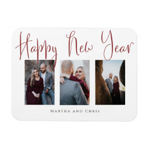 Elegant Gott nytt år Modern Rosa Photo Collage Magnet