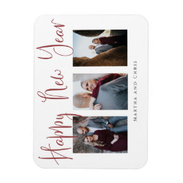 Elegant Gott nytt år Modern Rosa Photo Collage Magnet