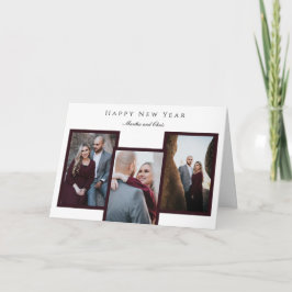 Elegant Gott nytt år Script 3 Photo Collage Red Helgkort