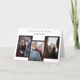 Elegant Gott nytt år Script 3 Photo Collage Red Helgkort