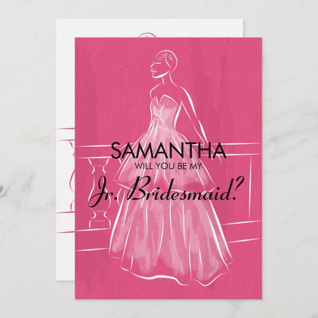 Elegant Gown blir Jr. Bridesmaid Card Inbjudningar (Fram/baksida)