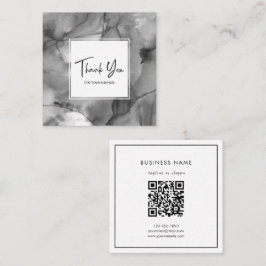 Elegant Grå Akvarell Abstrakt QR-kod Tack Fyrkantigt Visitkort