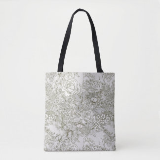 Elegant grå blommig Toile Tygkasse