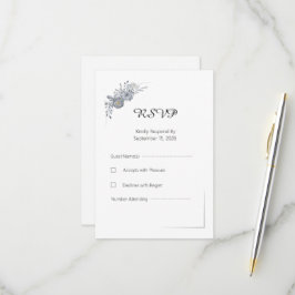 Elegant grå blomsterlig bröllops-RSVP-svarskort OSA Kort