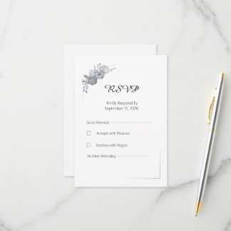 Elegant grå blomsterlig bröllops-RSVP-svarskort OSA Kort