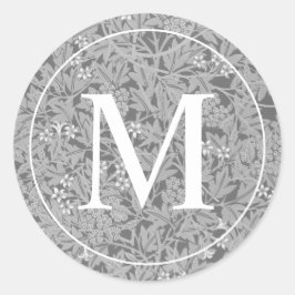 Elegant grå blomstermonogram runt klistermärke
