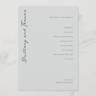 Elegant grå bröllopsceremoni-program program