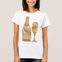 Elegant grå CHAMPAGNEFLASKA OCH GLAS T Shirt