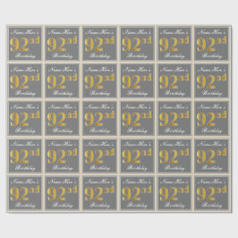 Elegant, Grå, Falsk Guld 92-årsdag + Namn Presentpapper