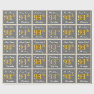 Elegant, Grå, Falsk Guld 98-årsdag + Namn Presentpapper