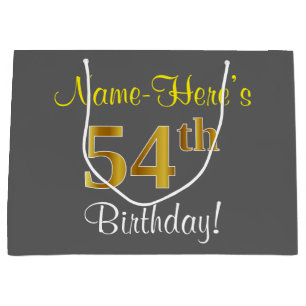 Elegant, Grå, Falskt Guld 54-årsdag + Namn