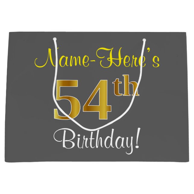 Elegant, Grå, Falskt Guld 54-årsdag + Namn (Framsidan)